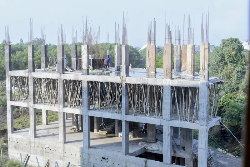 Civil construction site with structural work