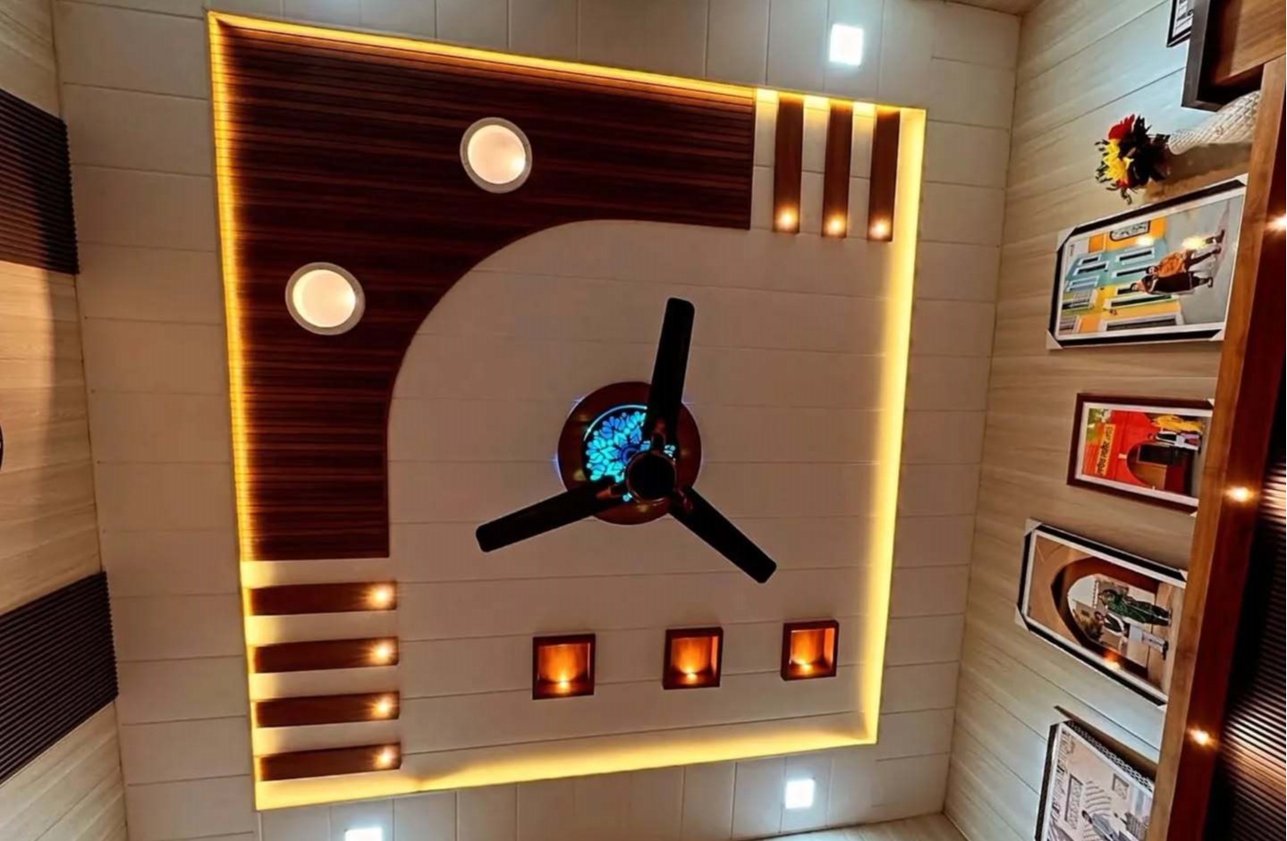 Modern geometric interior false ceiling