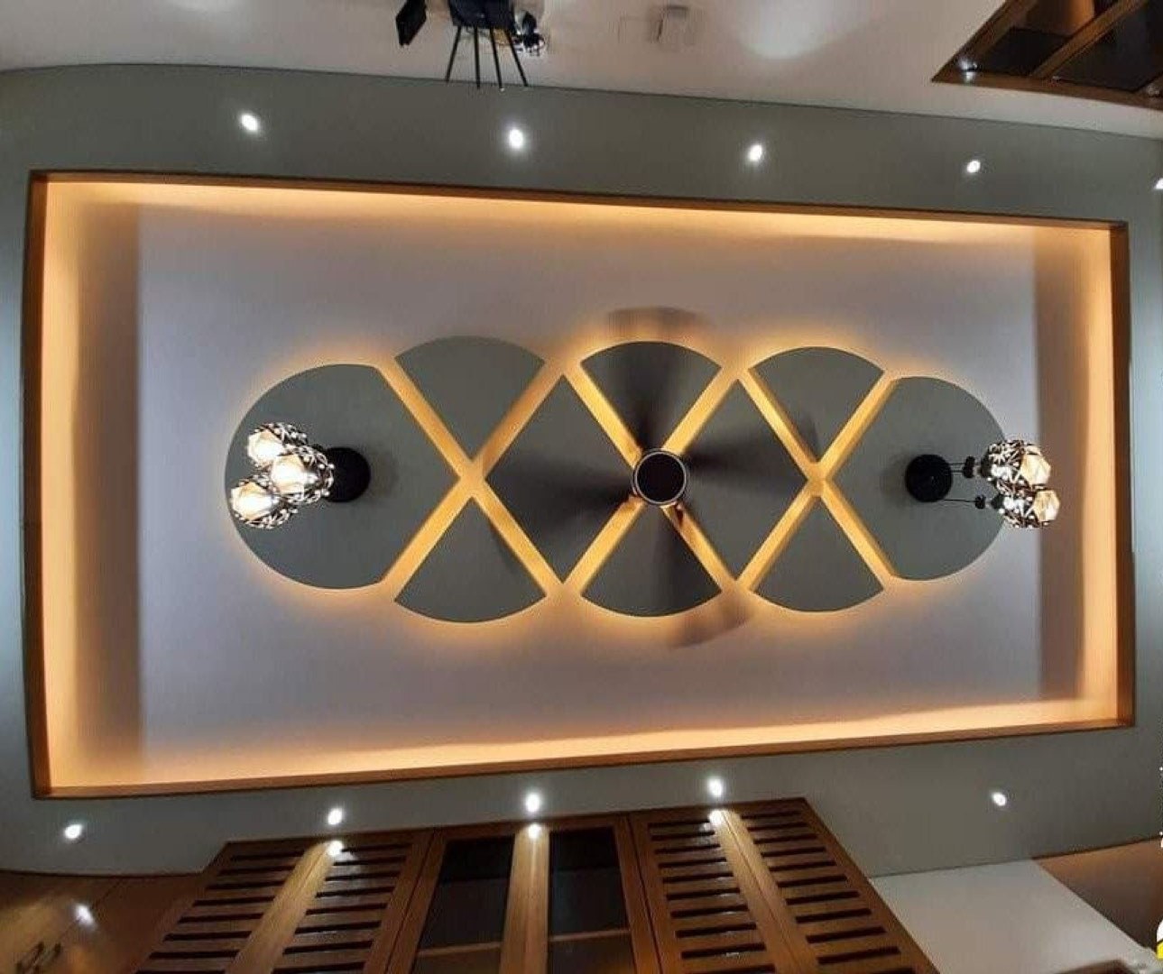 Modern hallway with LED ceiling lighting